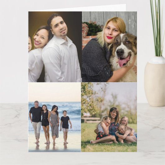 Ontwerp je eigen 4 familiefoto collage kaart (Voorkant)