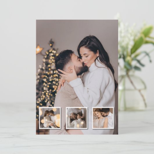 Ontwerp je eigen 4 foto collage feestdagenkaart (Staand voorkant)