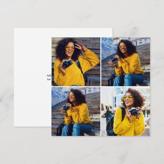 Ontwerp je eigen 4 foto collage feestdagenkaart (Voorkant / Achterkant)