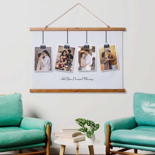 Ontwerp Je Eigen 4 Foto Collage Hangend Wandkleed (Woonkamer)