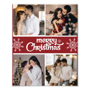 Ontwerp je eigen 4 foto collage kerst afdruk