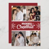 Ontwerp je eigen 4 foto collage kerst feestdagenkaart (Voorkant / Achterkant)