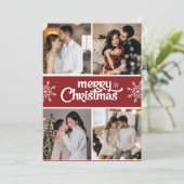 Ontwerp je eigen 4 foto collage kerst feestdagenkaart (Staand voorkant)