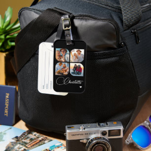Ontwerp Je Eigen 4 Foto Gepersonaliseerde Naam Bagagelabel