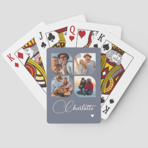 Ontwerp Je Eigen 4 Foto Gepersonaliseerde Naam Pokerkaarten