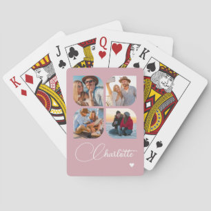 Ontwerp Je Eigen 4 Foto Gepersonaliseerde Naam Pokerkaarten