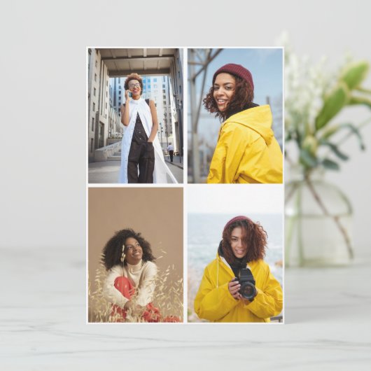 Ontwerp je eigen 4 fotocollage aankondiging (Staand voorkant)
