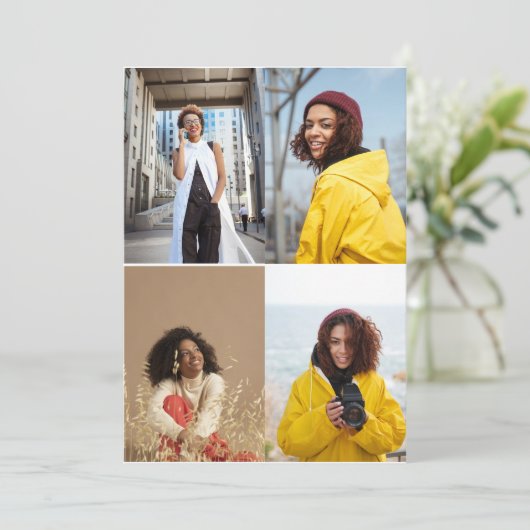 Ontwerp je eigen 4 fotocollage bedankkaart (Staand voorkant)