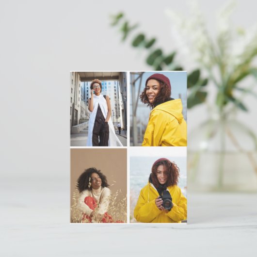 Ontwerp je eigen 4 fotocollage briefkaart (Staand voorkant)