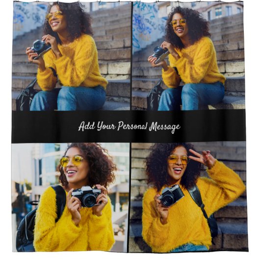 Ontwerp je eigen 4 fotocollage douchegordijn (Voorkant)