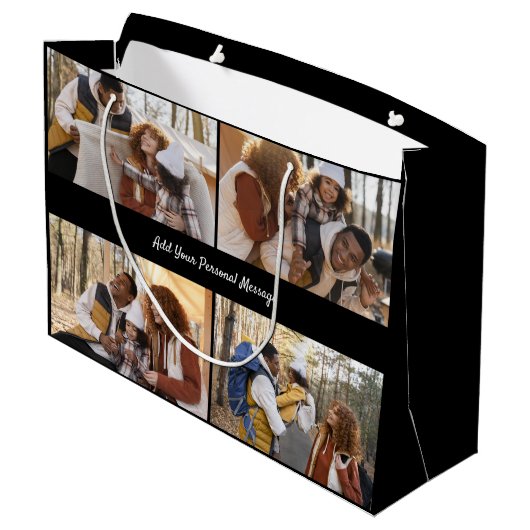 Ontwerp je eigen 4 fotocollage groot cadeauzakje (Achterkant Gekanteld)