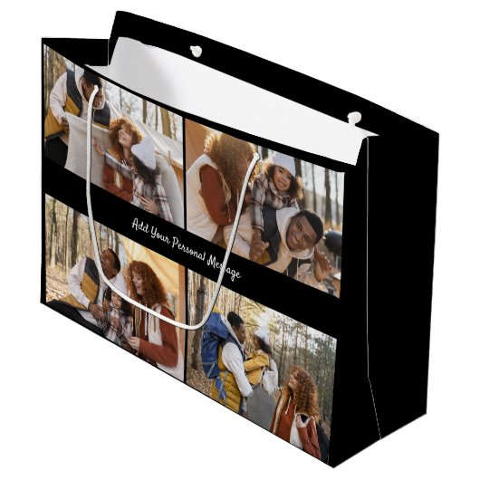 Ontwerp je eigen 4 fotocollage groot cadeauzakje (Voorkant Gekanteld)