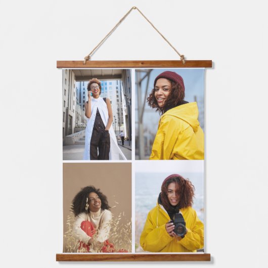 Ontwerp je eigen 4 fotocollage hangend wandkleed (Voorkant)