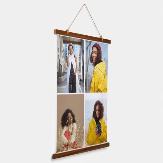 Ontwerp je eigen 4 fotocollage hangend wandkleed (Gebogen)
