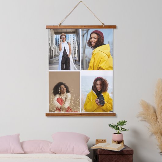 Ontwerp je eigen 4 fotocollage hangend wandkleed (Slaapkamer)