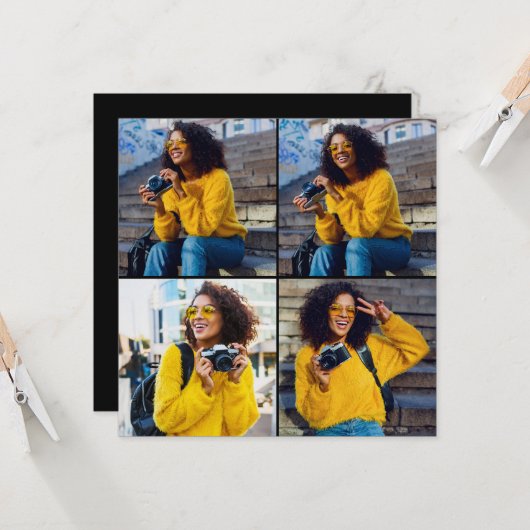 Ontwerp je eigen 4 fotocollage kaart (Voorkant / Achterkant in situ)