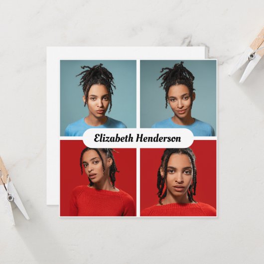 Ontwerp je eigen 4 fotocollage kaart (Voorkant / Achterkant in situ)