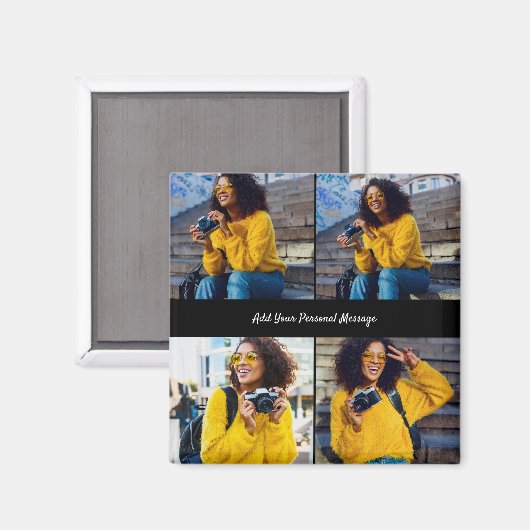 Ontwerp je eigen 4 fotocollage magneet (Voorkant / Achterkant)