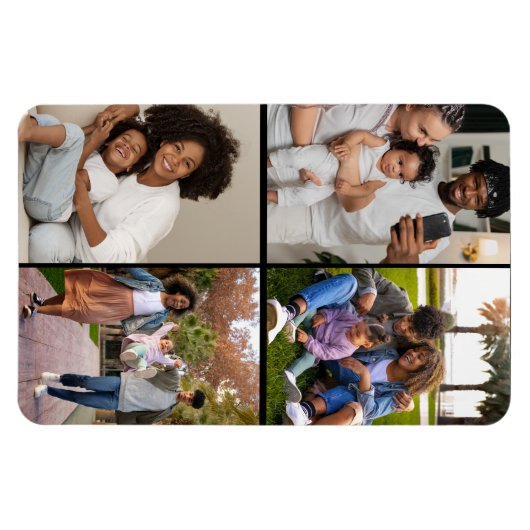 Ontwerp je eigen 4 fotocollage magneet (Horizontaal)