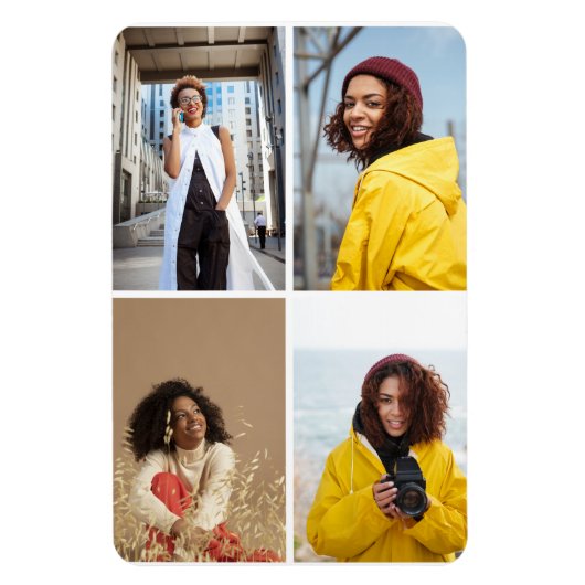 Ontwerp je eigen 4 fotocollage magneet (Verticaal)