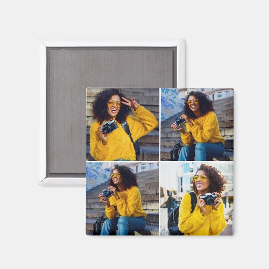 Ontwerp je eigen 4 fotocollage magneet (Voorkant / Achterkant)