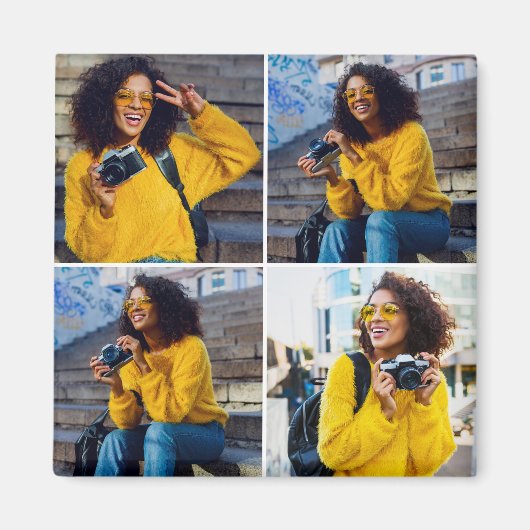 Ontwerp je eigen 4 fotocollage magneet (Voorkant)