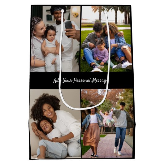 Ontwerp je eigen 4 fotocollage medium cadeauzakje (Achterkant)