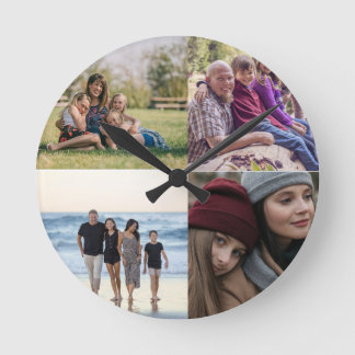 Ontwerp je eigen 4 fotocollage ronde klok