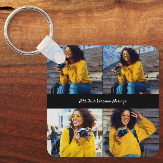 Ontwerp je eigen 4 fotocollage sleutelhanger (Voorkant)
