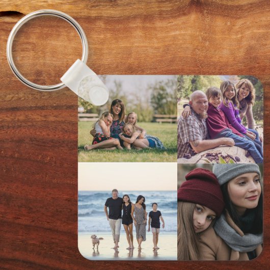 Ontwerp je eigen 4 fotocollage sleutelhanger (Voorkant)