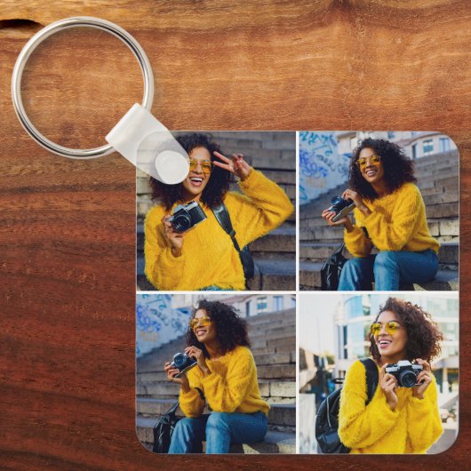 Ontwerp je eigen 4 fotocollage sleutelhanger (Voorkant)