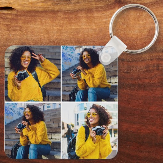 Ontwerp je eigen 4 fotocollage sleutelhanger (Achterkant)