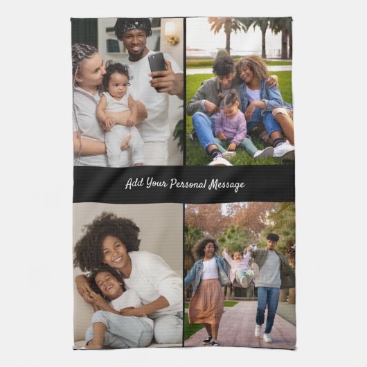 Ontwerp je eigen 4 fotocollage theedoek (Verticaal)