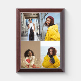 Ontwerp je eigen 4 fotocollage troffee gedenkplaat