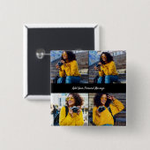 Ontwerp je eigen 4 fotocollage vierkante button 5,1 cm (Voorkant /achterkant)