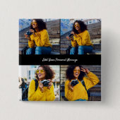 Ontwerp je eigen 4 fotocollage vierkante button 5,1 cm (Voorkant)