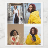 Ontwerp je eigen 4 fotocollage wijn etiket (Enkel label)