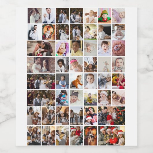 Ontwerp je eigen 50 fotocollage wijn etiket (Enkel label)