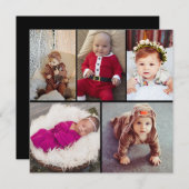 Ontwerp je eigen 5 foto collage feestdagenkaart (Voorkant / Achterkant)