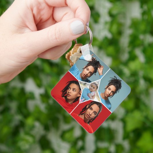 Ontwerp Je Eigen 5 Foto Collage Sleutelhanger (Hand)