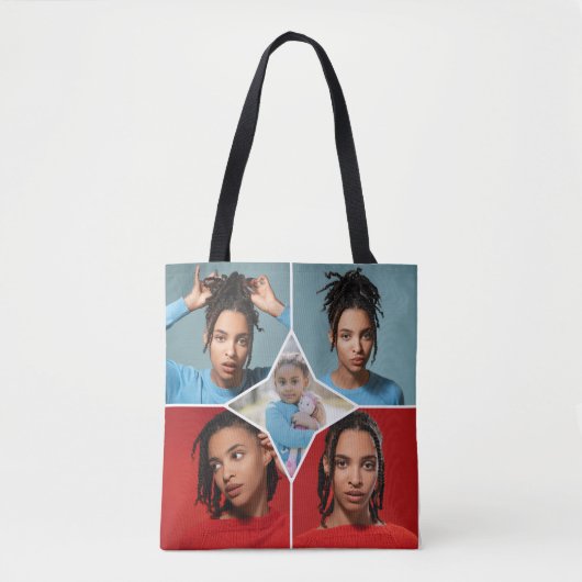 Ontwerp Je Eigen 5 Foto Collage Tote Bag (Voorkant)