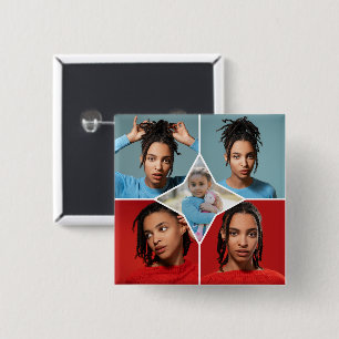 Ontwerp Je Eigen 5 Foto Collage Vierkante Button 5,1 Cm