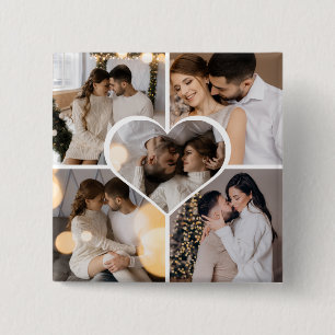 Ontwerp Je Eigen 5 Foto Collage Vierkante Button 5,1 Cm