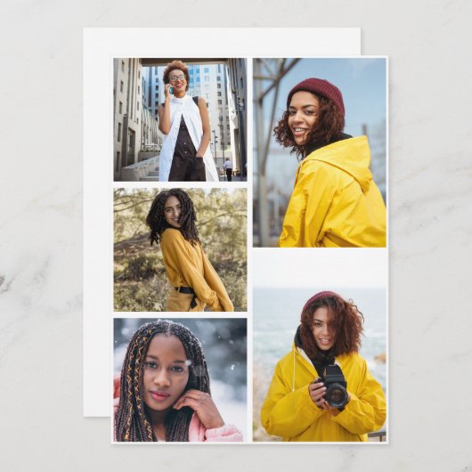 Ontwerp je eigen 5 fotocollage aankondiging (Voorkant / Achterkant)