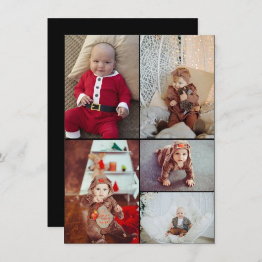 Ontwerp je eigen 5 fotocollage aankondiging (Voorkant / Achterkant)