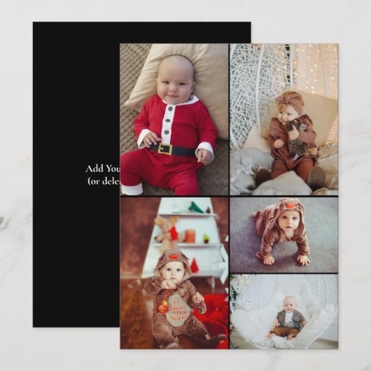 Ontwerp je eigen 5 fotocollage bedankkaart (Voorkant / Achterkant)