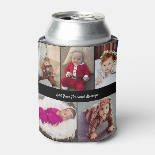 Ontwerp je eigen 5 fotocollage blikjeskoeler (Blikje Voorkant)