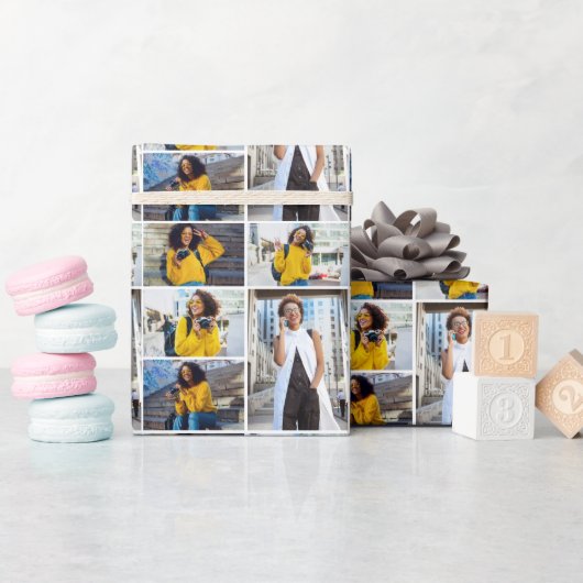 Ontwerp je eigen 5 fotocollage cadeaupapier (Baby Shower)