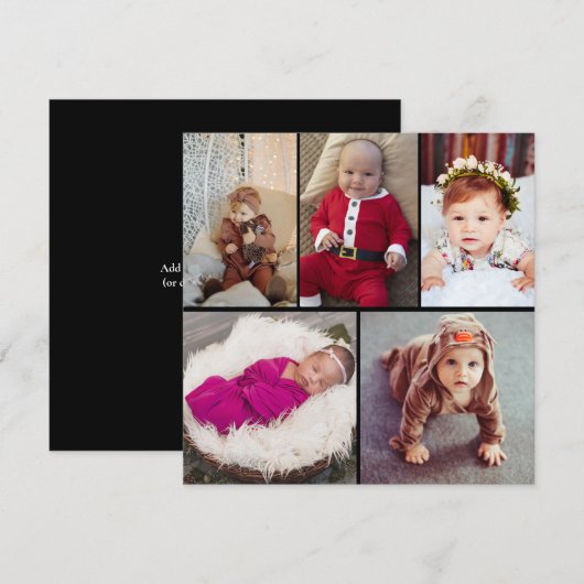 Ontwerp je eigen 5 fotocollage feestdagenkaart (Voorkant / Achterkant)