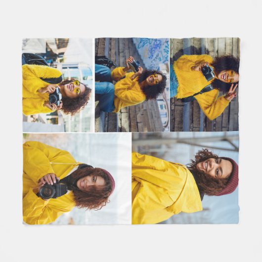 Ontwerp je eigen 5 fotocollage fleece deken (Voorkant (Horizontaal))